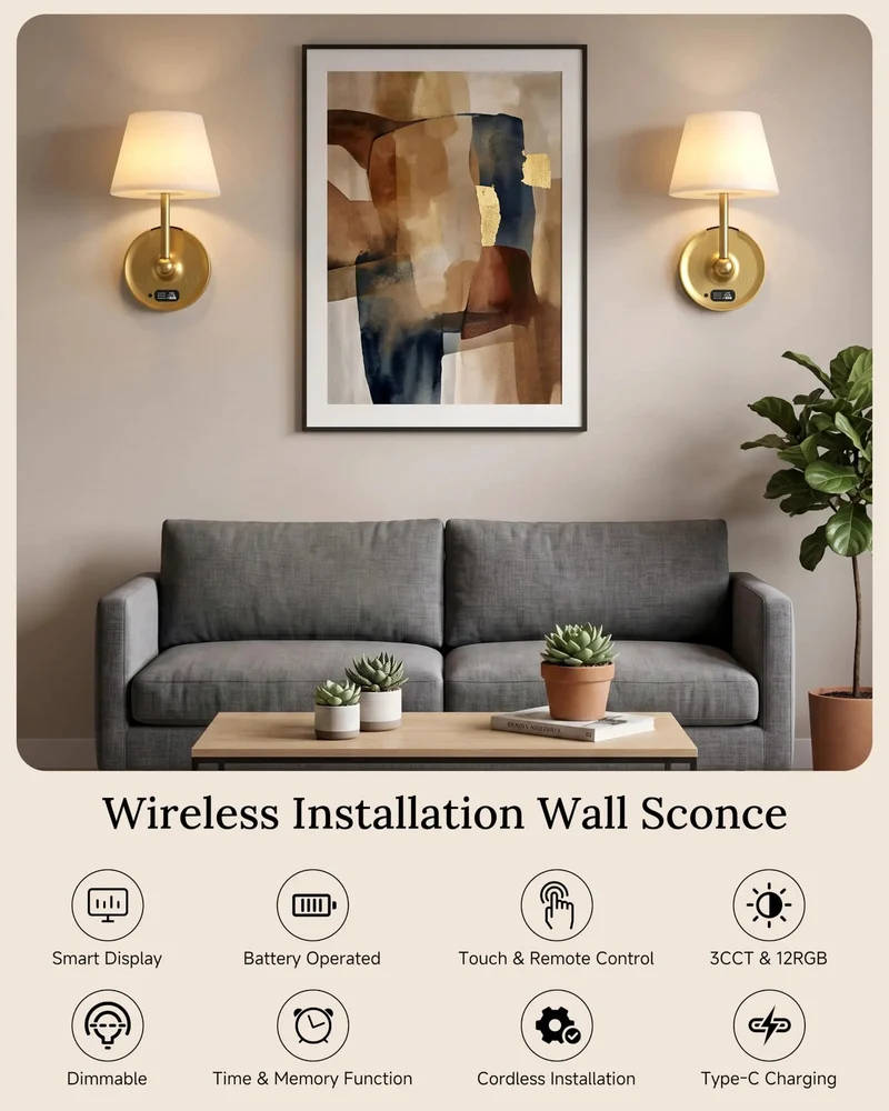 Ditch The Cord Clutter Forever With These Smooth Installing Wireless Sconces Featuring Smart Remote Dimming And Twelve Fresh Rgb Moods Perfect for Bedroom Apartment Rental and Hallway Home Decor Game Changer