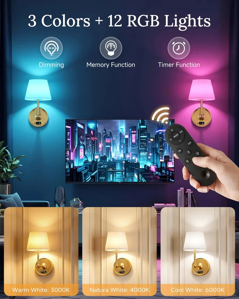 Ditch The Cord Clutter Forever With These Smooth Installing Wireless Sconces Featuring Smart Remote Dimming And Twelve Fresh Rgb Moods Perfect for Bedroom Apartment Rental and Hallway Home Decor Game Changer