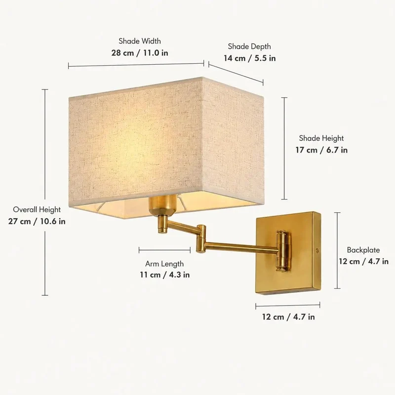 Modern Rectangular Fabric Wall Sconce Featuring Super Adjustable Swing Arm And Seamless Three Color Lighting With Warm Brass Accent To Give Your Space A Clean Glow Up And Effortless Indoor Vibe