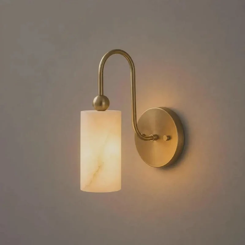 Upgrade Your Vibe With This Handcrafted Alabaster Wall Sconce Featuring Smooth Solid Brass Finishes And Hardwired Wiring Perfect For Bedroom Hallway Or Bathroom Vanity Clean Setup