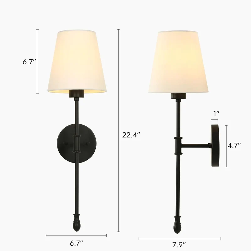 Sleek Matte Black Wall Sconce With Tall Stem And Soft White Linen Shade Modern Indoor Lighting That Hits Different Clean Architectural Vibes For Bedrooms And Hallways Today