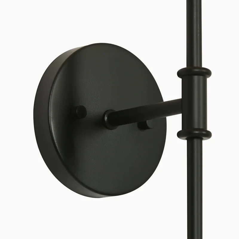 Sleek Matte Black Wall Sconce With Tall Stem And Soft White Linen Shade Modern Indoor Lighting That Hits Different Clean Architectural Vibes For Bedrooms And Hallways Today
