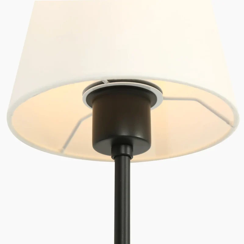Sleek Matte Black Wall Sconce With Tall Stem And Soft White Linen Shade Modern Indoor Lighting That Hits Different Clean Architectural Vibes For Bedrooms And Hallways Today