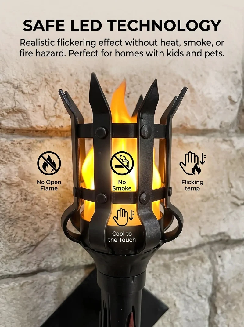 Straight Up Medieval Wall Sconce Featuring A Real Deal Flickering Led Flame Gives Off Totally Authentic Gothic Vibes For Game Rooms Home Bars Or Dungeon Spaces With Weathered Iron Finish
