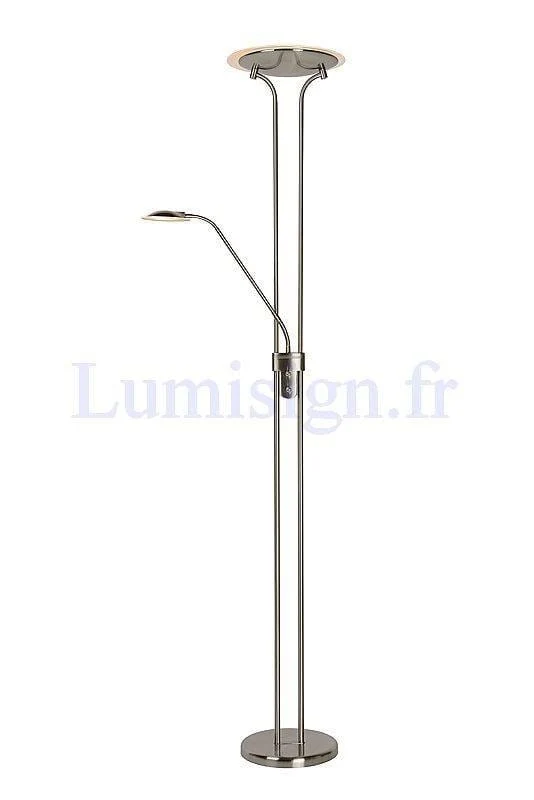 Lampadaire avec liseuse CHAMPION-LED chrome satin
