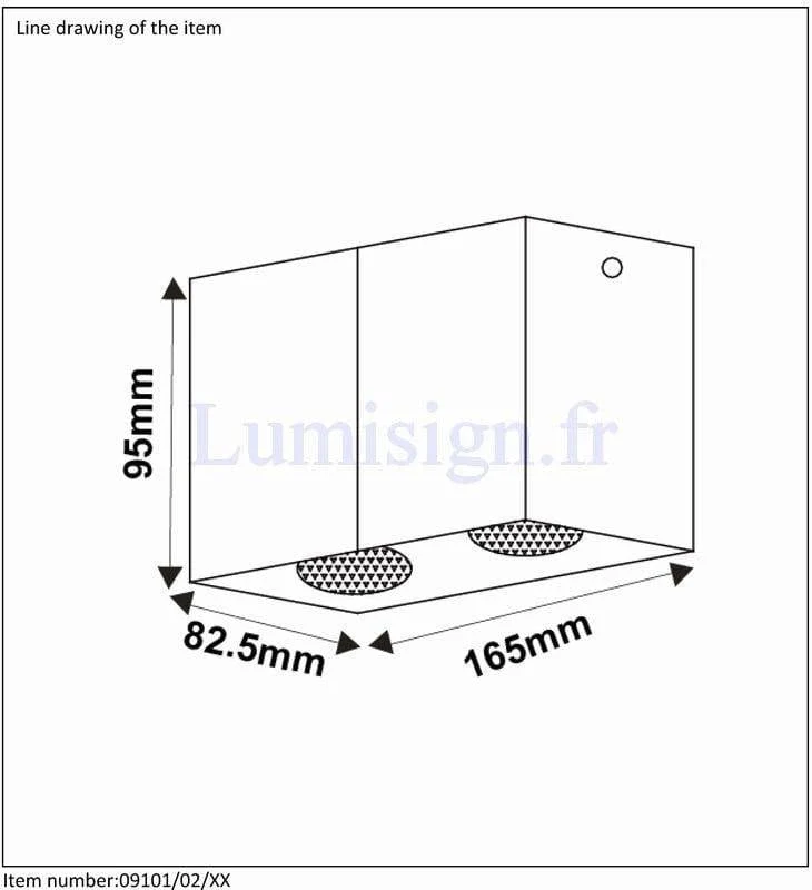 Spot plafond saillie BODI rectangle blanc