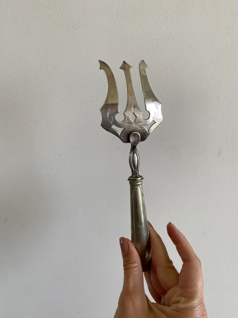 Couteau et fourchette de service en métal argenté
