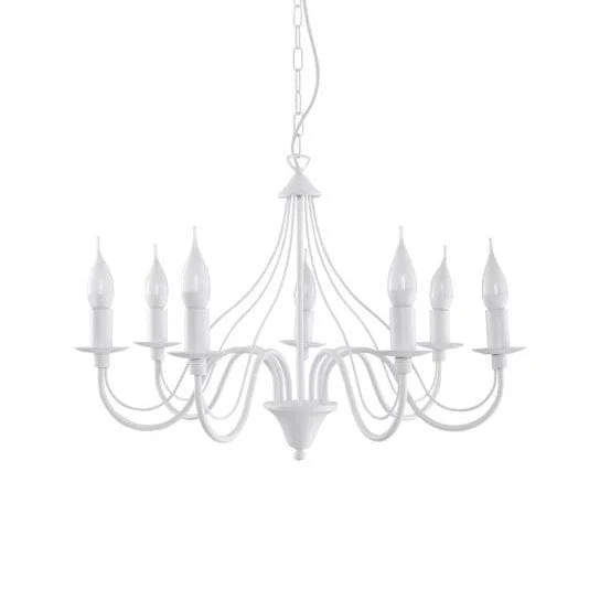Grand Lustre chandelier rustique blanc Salon