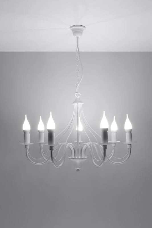 Grand Lustre chandelier rustique blanc Salon