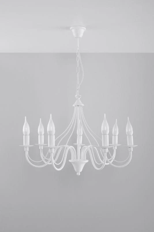 Grand Lustre chandelier rustique blanc Salon