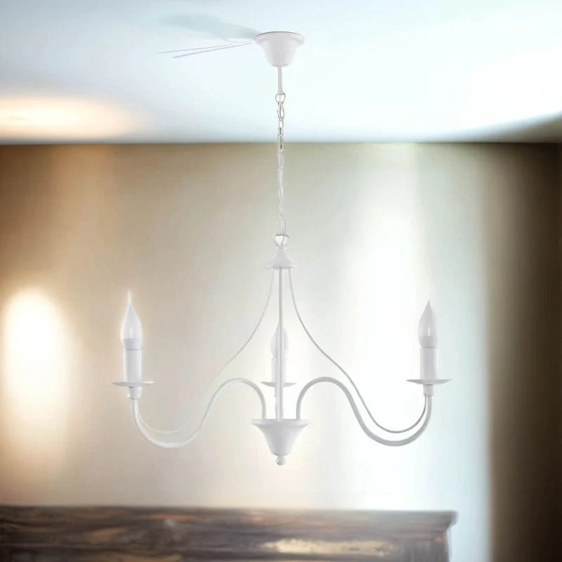 Grand Lustre chandelier rustique blanc Salon