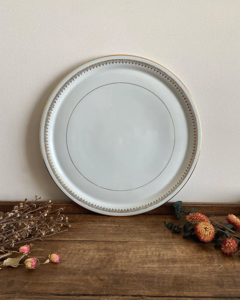 Plat de service blanc et or porcelaine de Limoges