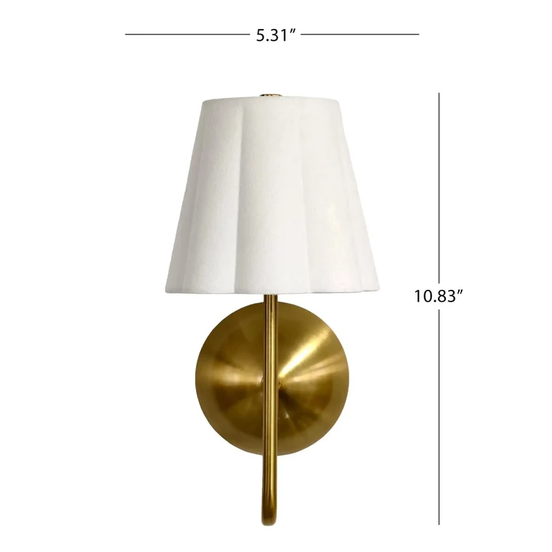Effortless Cordless Wall Sconce With Scalloped Fabric Shade And Remote Control Brass Finish Dimmable Led Night Light Usb Rechargeable Interior Fixture For Super Chill Home Glow Up