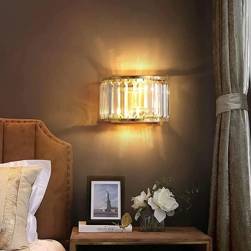 Modern Minimalist Wall Sconce Featuring Adjustable Crystal And Iron Build Designed For Chill Bedroom Vibes Where Slick Illumination Meets Straight Up Reliable E14 Performance