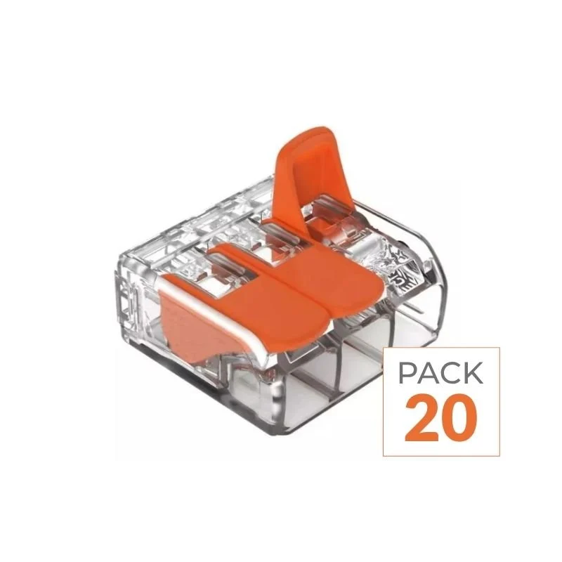 Borne de raccordement à levier 3 entrées - Pack de 20
