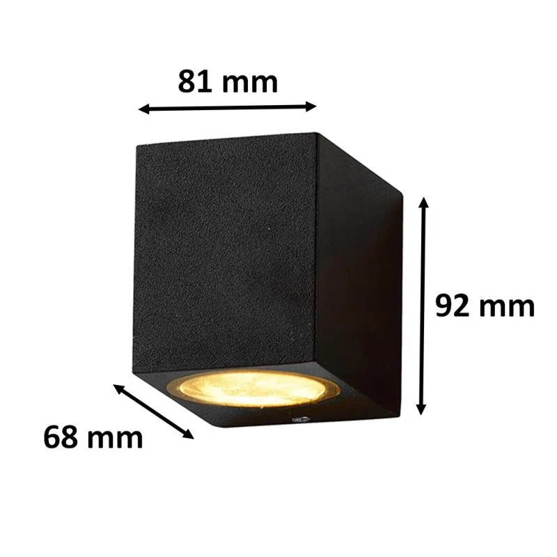 Applique Murale Noire LED Rectangulaire IP44 pour ampoules GU10