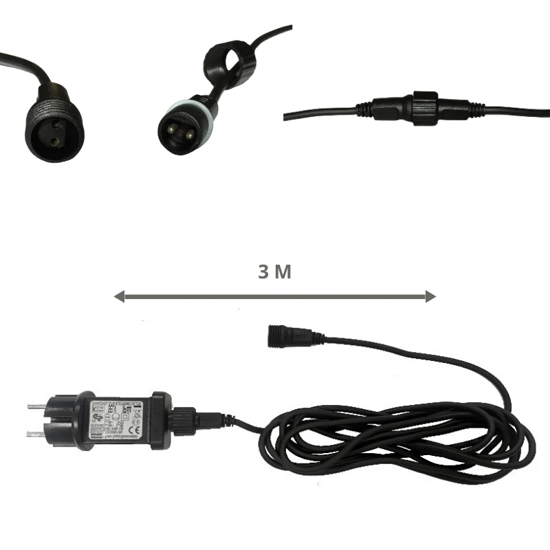 Guirlande Guinguette LED 8M 10pcs 3W IP65 - Câble Noir