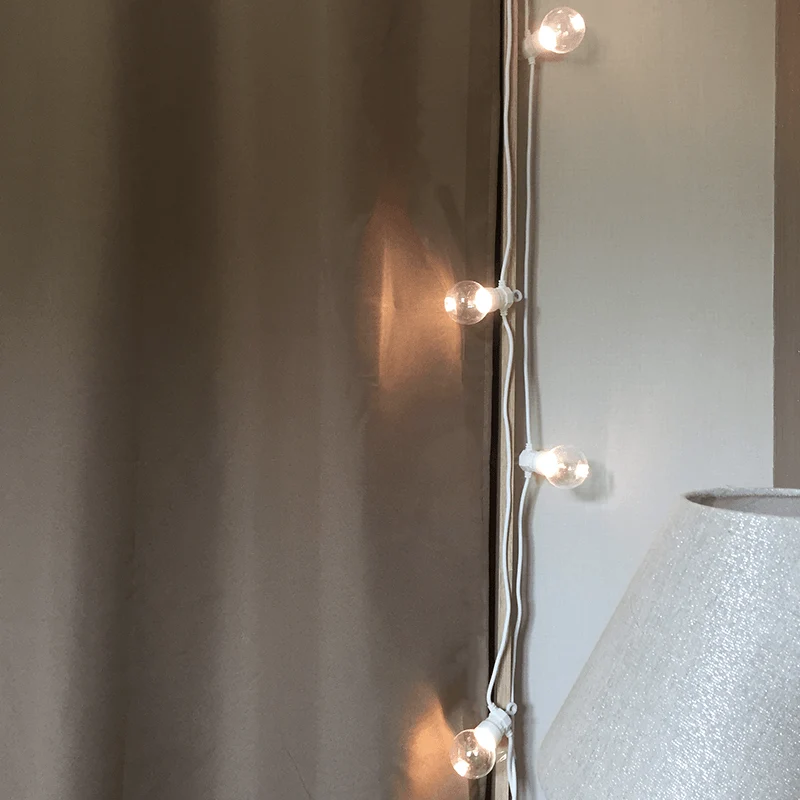 Guirlande Guinguette LED 13M 20pcs 6W IP65 Blanc Chaud - Câble Blanc