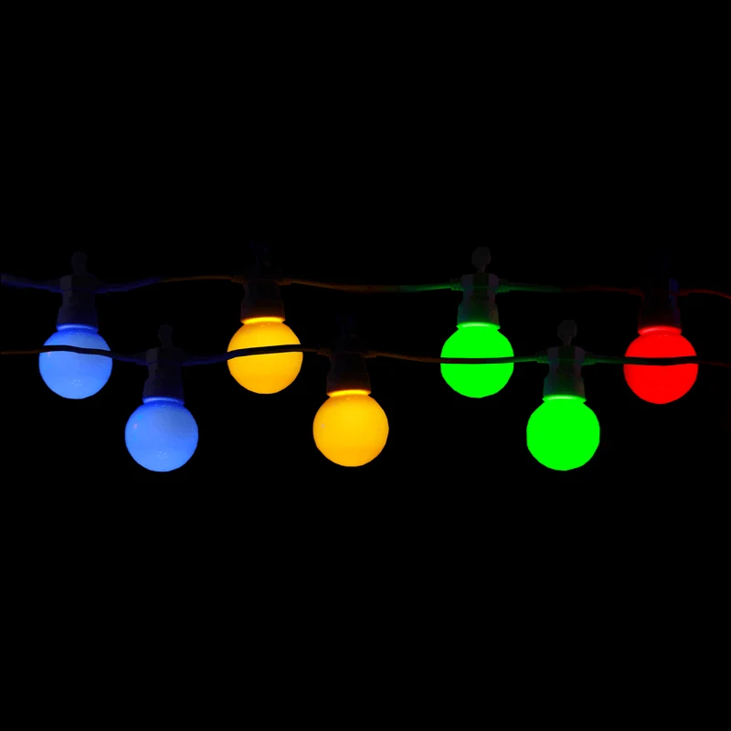 Guirlande Guinguette LED 8M 10pcs 3W IP65 Multicolore - Câble Blanc