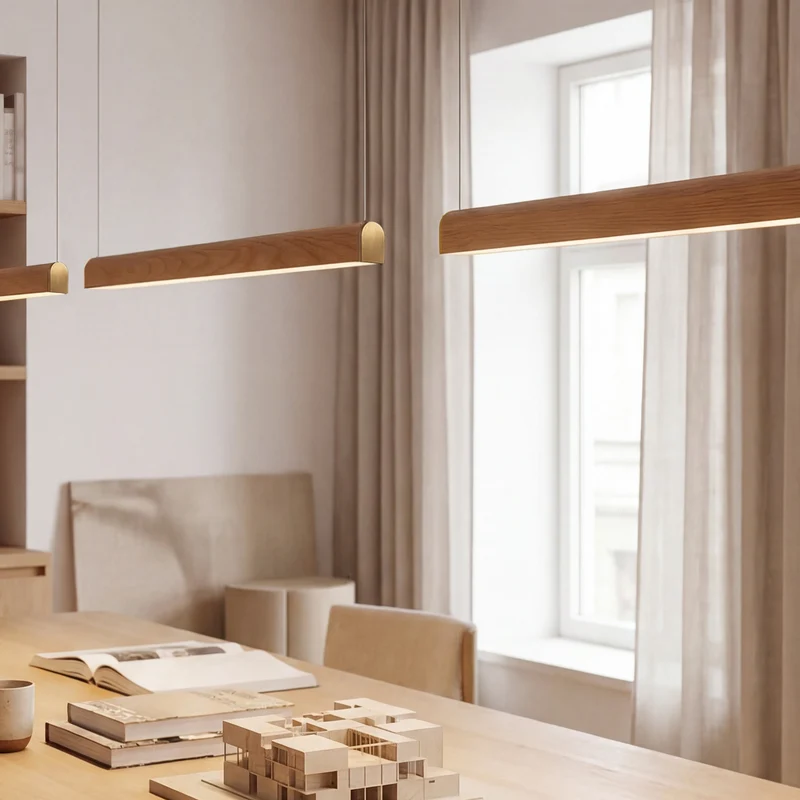 Tunto Curve - 1440 mm - Oak / Gold Pendant