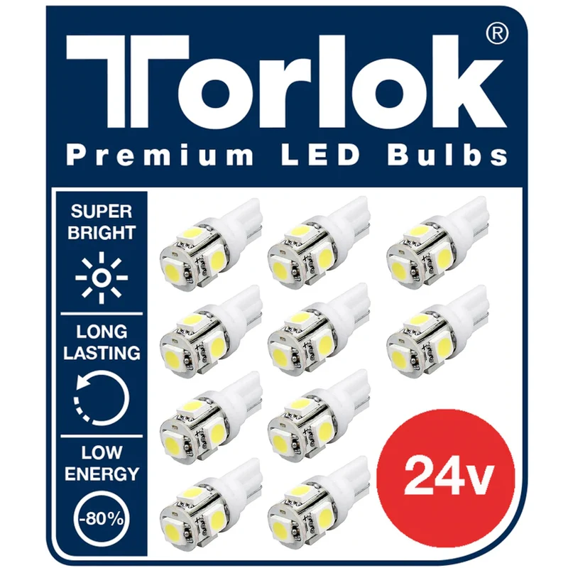 Torlok Premium 24v T10 LED Ampoules de stationnement pour camions / Lot de 10