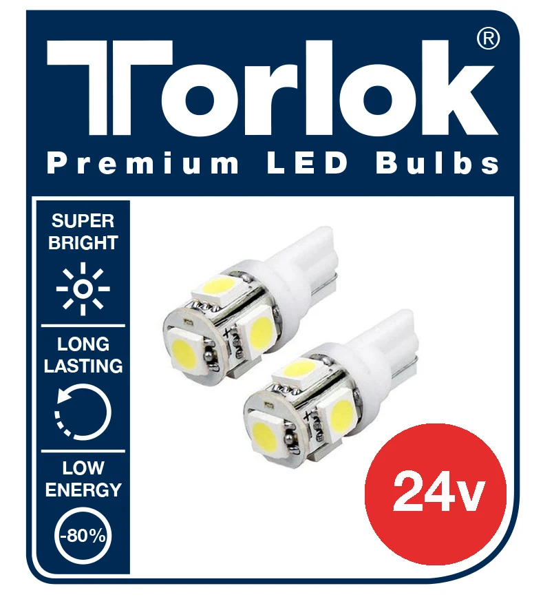 Torlok Premium 24v T10 LED Ampoules de stationnement pour camions / Lot de 2