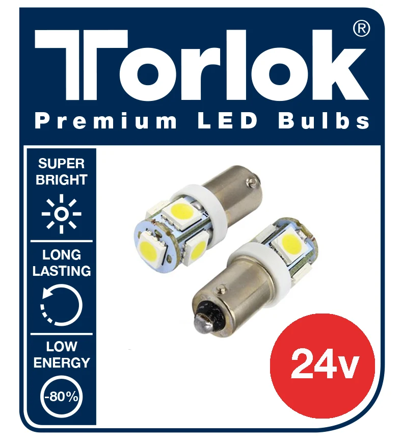 Lot de 24 ampoules LED Ba9 5 V pour camion, 249 x LED remplace 4 (T2W).