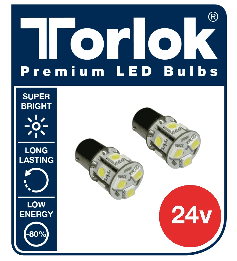 Torlok 24v Premium LED Single Contact Tail Light Ampoules Remplace 149/248, Clignotant/Indicateur