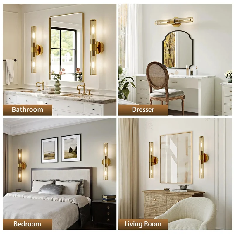 Snag These Top Shelf Rechargeable Battery Wall Sconces Set Of Two Featuring Sleek Champagne Gold Finish Rustproof Metal Frame And Soft Clear Glass Shades For Zero Wiring Home Lighting Upgrade