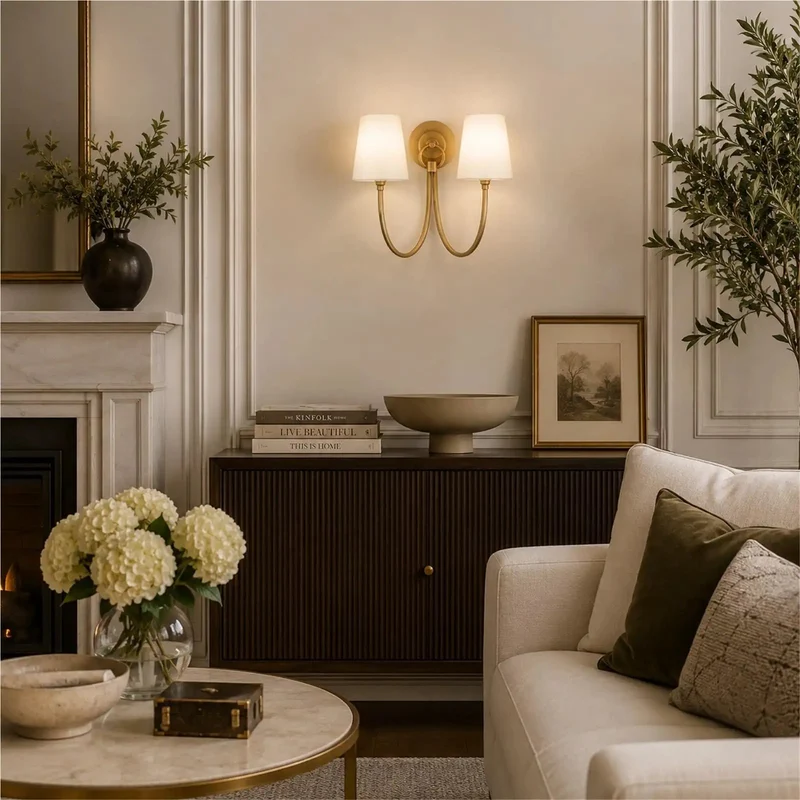 Amp Up Your Hallway With A Sleek Wall Sconce Reading Lamp That Flips On Instant Brightness With Sturdy Brass Frame And Crisp White Fabric To Bring Big Time Style To Your Entryway Decor