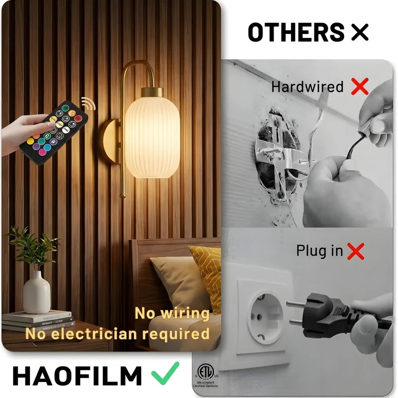 Set Of Two Battery Operated Wall Sconces With Remote And 5000mAh Rechargeable Power For Plug And Play Magic Renter Approved Hack Smooth Install Wire Free Accent Lighting In Vintage Brass Mid Century Cool RGB Glow