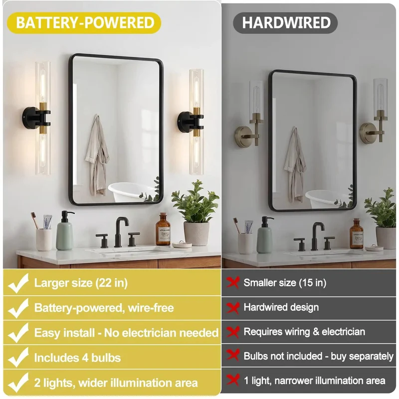 Slick Rechargeable Wall Sconces Set Of Two In Matte Black And Brushed Gold Featuring Wireless Remote Dimming With 3000K Warm Glow For Zero Wiring Headaches And Instant Room Vibe Upgrade