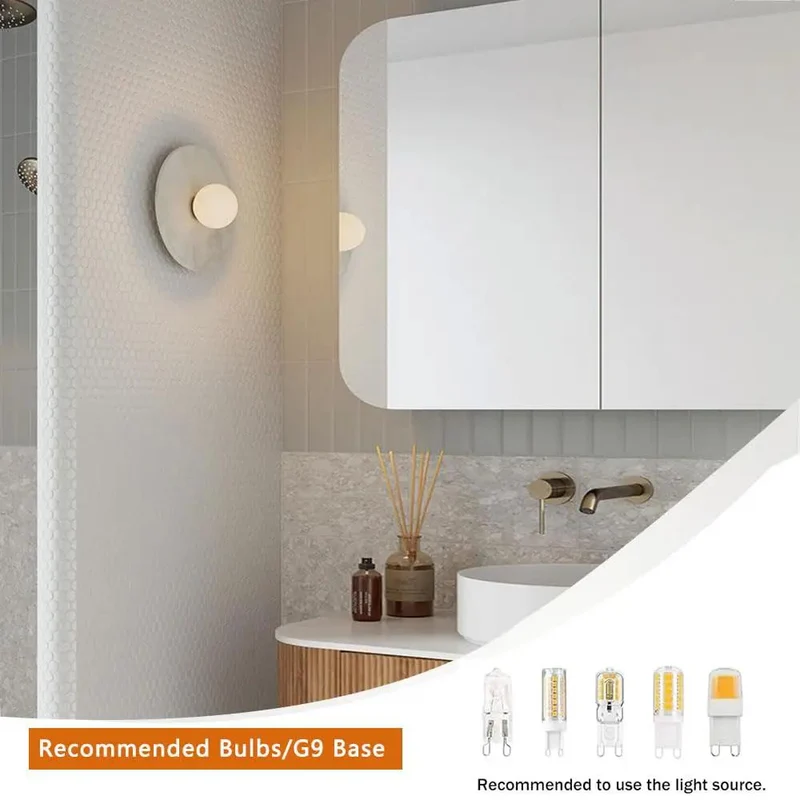 Real Deal Modern Minimalist Alabaster Wall Sconce With Hard Wire Setup Smooth Hand Polished Marble Glass Shade G9 Bulb Compatible For A Fresh Home Glow Up
