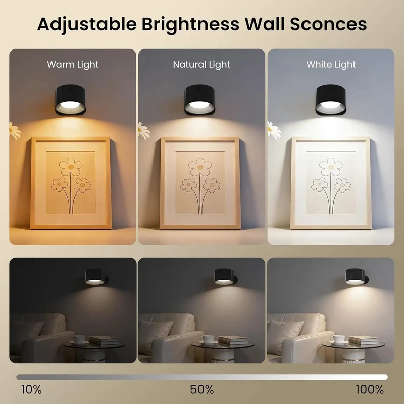 Ditch Those Pesky Wires With Cordless Rechargeable LED Wall Sconces Offering Seamless 360 Degree Magnetic Swivel Smart Touch Remote Control Three Dimmable Light Settings Perfect For Cozy Bedroom Ambiance Black Two Pack