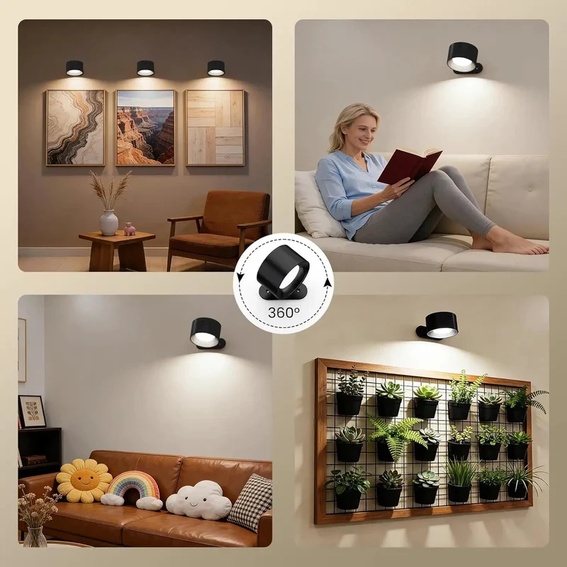 Ditch Those Pesky Wires With Cordless Rechargeable LED Wall Sconces Offering Seamless 360 Degree Magnetic Swivel Smart Touch Remote Control Three Dimmable Light Settings Perfect For Cozy Bedroom Ambiance Black Two Pack