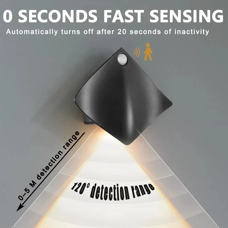 3 Pack Slick Motion Sensor Wall Sconces Battery Operated LED Wireless Night Light Magnetic Mount Hassle Free Setup For Staircase Hallway Bedroom Kitchen Counter Cool White Glow Automatic Shutoff