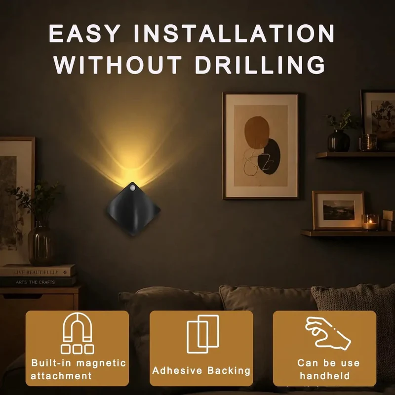 3 Pack Slick Motion Sensor Wall Sconces Battery Operated LED Wireless Night Light Magnetic Mount Hassle Free Setup For Staircase Hallway Bedroom Kitchen Counter Cool White Glow Automatic Shutoff