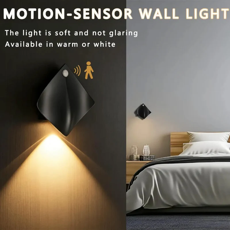 3 Pack Slick Motion Sensor Wall Sconces Battery Operated LED Wireless Night Light Magnetic Mount Hassle Free Setup For Staircase Hallway Bedroom Kitchen Counter Cool White Glow Automatic Shutoff