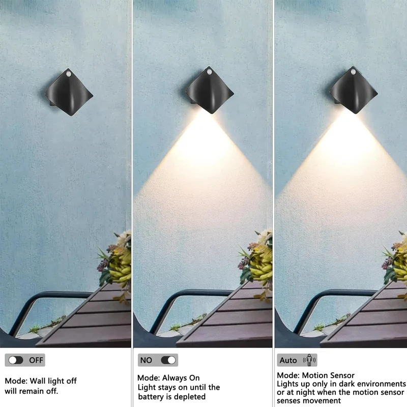 3 Pack Slick Motion Sensor Wall Sconces Battery Operated LED Wireless Night Light Magnetic Mount Hassle Free Setup For Staircase Hallway Bedroom Kitchen Counter Cool White Glow Automatic Shutoff
