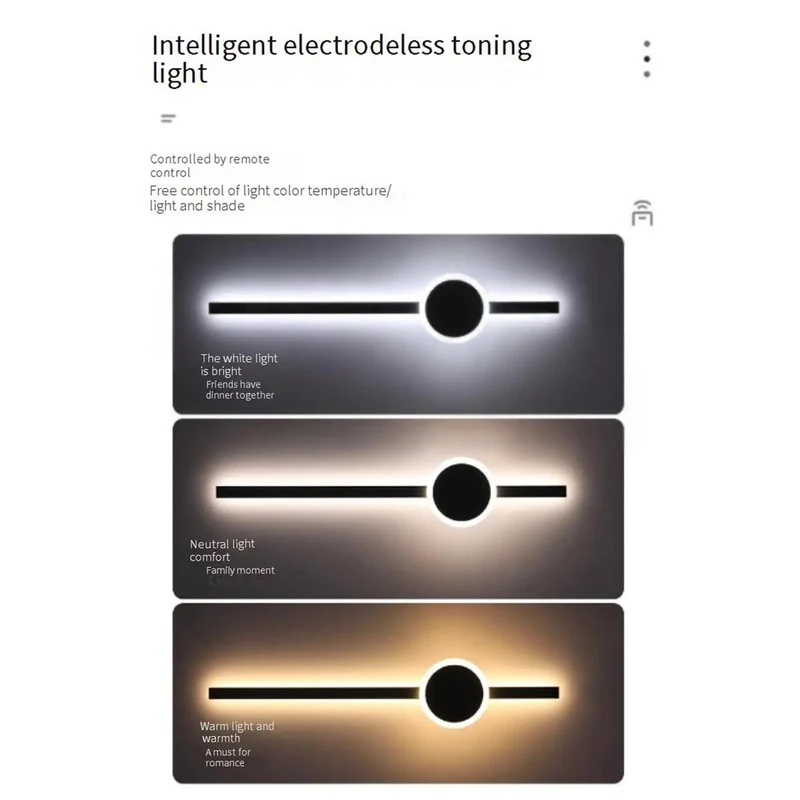 Sleek Dimmable LED Wall Sconce With Remote And Smooth Switch Operation Shift From Mellow Warm To Zippy Cool White Modern Aluminum Acrylic Strip Light For Hallway Bedroom Lounge Upgrade Your Space Black 80 Cm