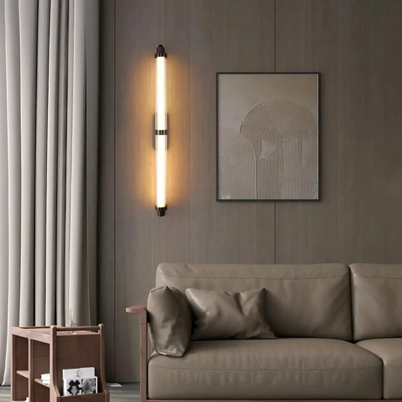 Chill Modern Wall Sconce With Smooth Remote Dimmable Solid Stainless Steel Frame Rust Resistant Glass Tube Zero Hassle Setup Dope Minimalist Lighting Prime For Bedroom Hallway Black 70 Cm