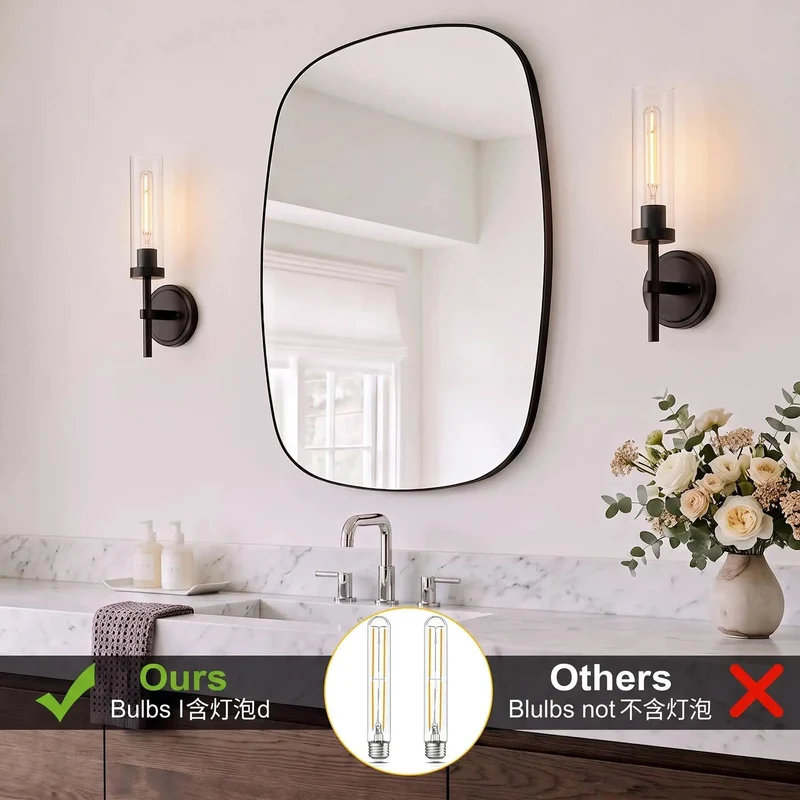 Matte Black Wall Sconces Set Of Two Hardwired Vanity Lights With Clear Glass Shade Solid Steel Frame For Damp Areas A Flat Out Slick Upgrade That Slaps For Any Bedroom Setup