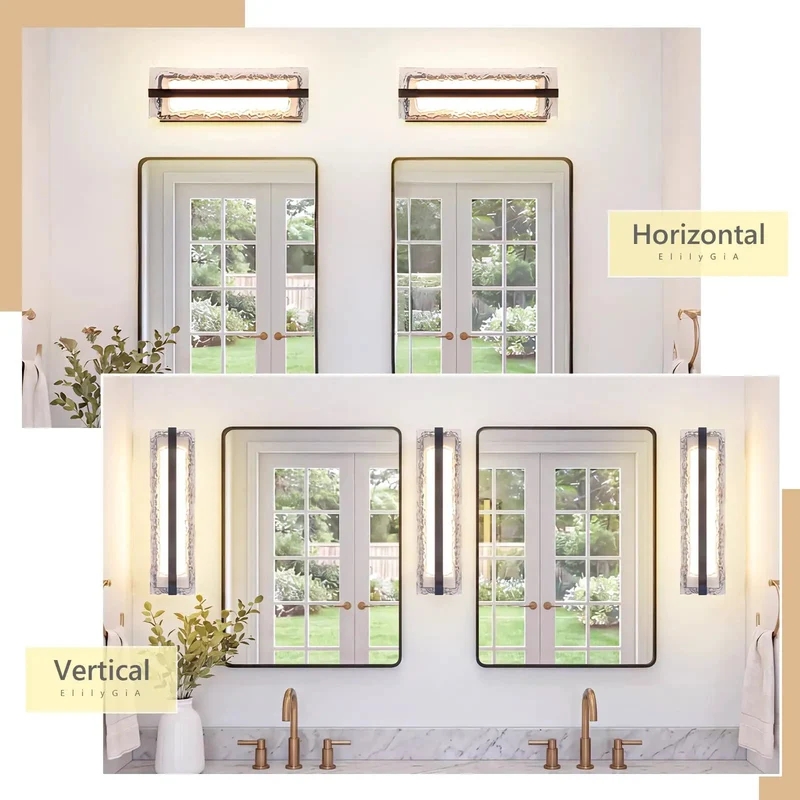Straight Fire Modern 16 Inch LED Wall Sconce Vanity Light Black Metal Frame With Hella Slick Detachable Ripple Glass Shade And Killer Ambient Glow For A Totally Dope Home Refresh