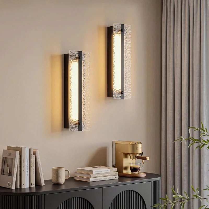 Straight Fire Modern 16 Inch LED Wall Sconce Vanity Light Black Metal Frame With Hella Slick Detachable Ripple Glass Shade And Killer Ambient Glow For A Totally Dope Home Refresh