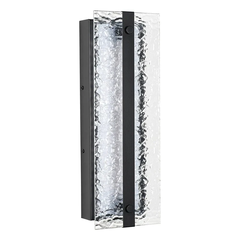Straight Fire Modern 16 Inch LED Wall Sconce Vanity Light Black Metal Frame With Hella Slick Detachable Ripple Glass Shade And Killer Ambient Glow For A Totally Dope Home Refresh