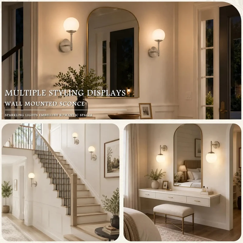 Ultra Chic Mid Century Wall Sconces In Brushed Nickel With Milky White Glass Globes And Pre Installed Bulbs Creating A Totally Chill Vibe For Your Space Snag This Fresh Two Pack Right Now