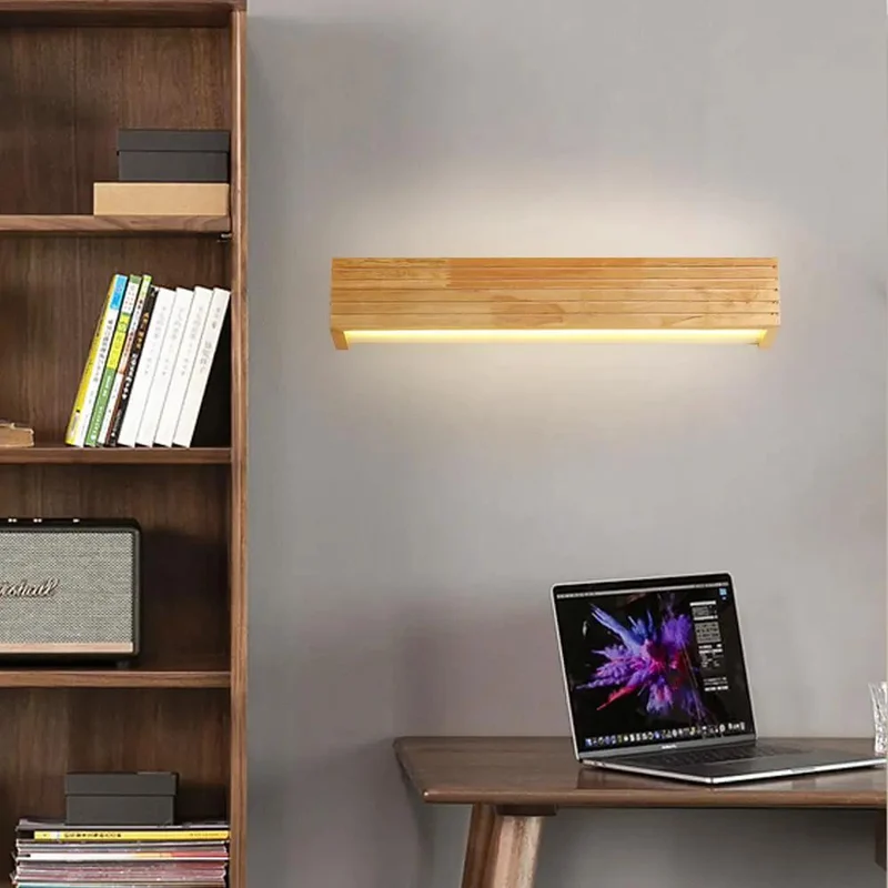 Slick Hardwired Wood Wall Sconce With Smooth Acrylic Diffuser For Modern Minimalist Vanity Lighting And Chill Homey Glow Across Living Room Bedroom Or Hallway 55cm Sharp Look
