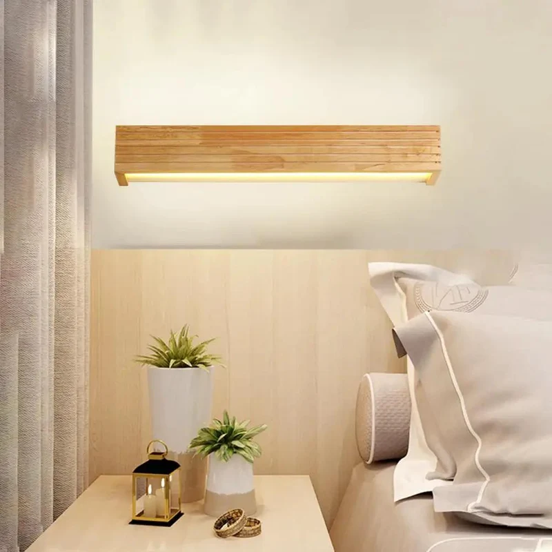 Slick Hardwired Wood Wall Sconce With Smooth Acrylic Diffuser For Modern Minimalist Vanity Lighting And Chill Homey Glow Across Living Room Bedroom Or Hallway 55cm Sharp Look