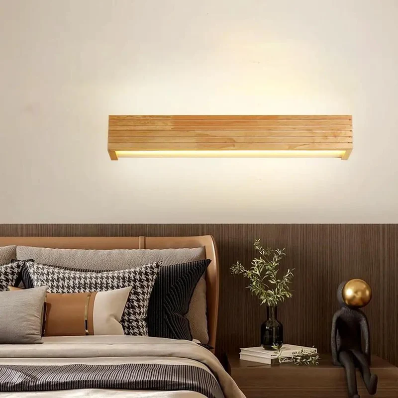 Slick Hardwired Wood Wall Sconce With Smooth Acrylic Diffuser For Modern Minimalist Vanity Lighting And Chill Homey Glow Across Living Room Bedroom Or Hallway 55cm Sharp Look