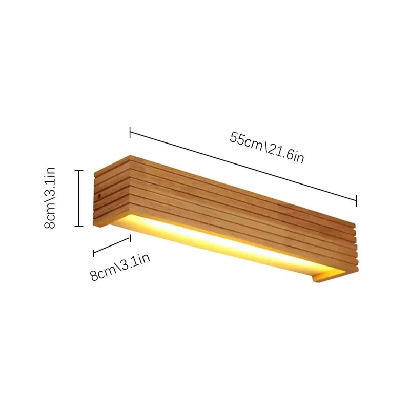 Slick Hardwired Wood Wall Sconce With Smooth Acrylic Diffuser For Modern Minimalist Vanity Lighting And Chill Homey Glow Across Living Room Bedroom Or Hallway 55cm Sharp Look
